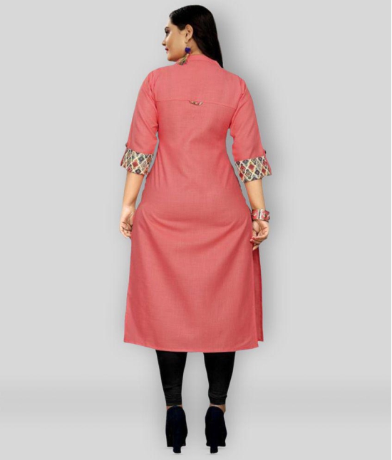 Rangrasiya - Pink Cotton Women's Front Slit Kurti ( Pack of 1 ) - 6XL