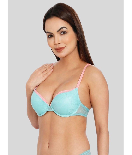 ILRASO - Blue Elastane Lightly Padded Women's Push Up Bra ( Pack of 1 ) - None