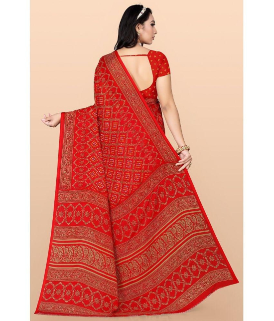 LEELAVATI - Red Georgette Saree With Blouse Piece ( Pack of 1 ) - Red