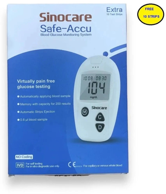 SINOCARE SAFE ACCU WITH 10 STRIPS Glucometer