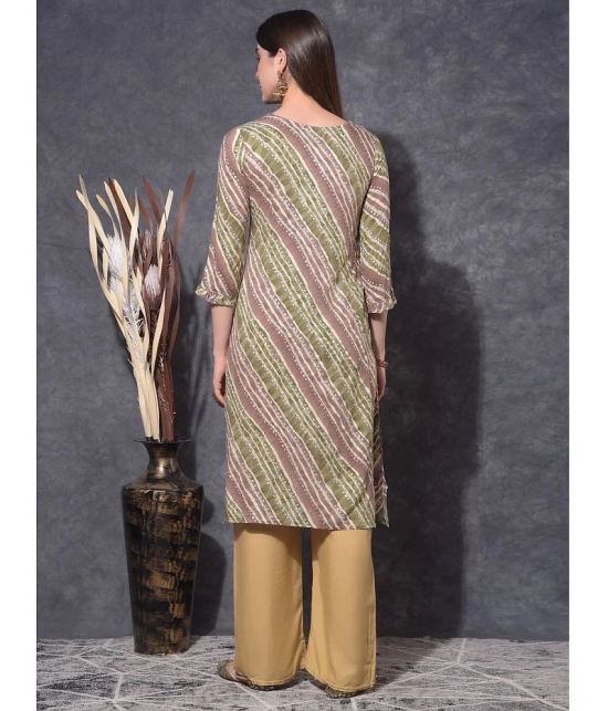 Mamoose Rayon Striped Straight Womens Kurti - Brown ( Pack of 1 ) - None