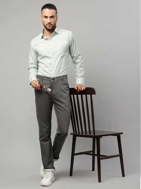 Rodamo  Men Grey Slim Fit Trousers