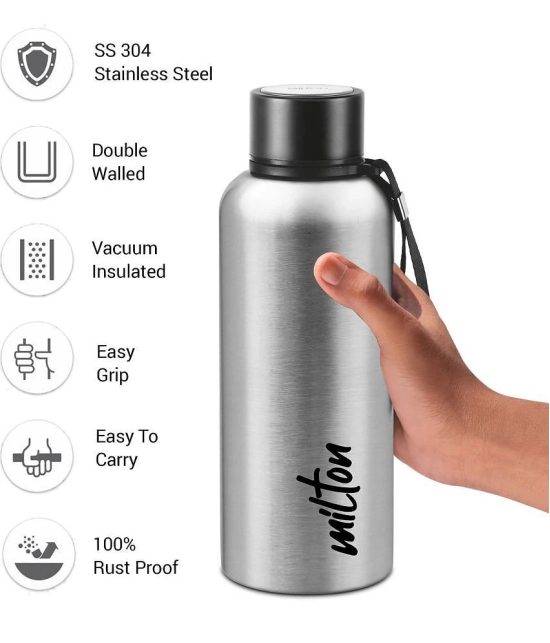 Milton Aura 750 Thermosteel Bottle, 750 ml, Silver | 24 Hours Hot and Cold | Easy to Carry | Rust Proof | Leak Proof | Tea | Coffee | Office| Gym | Home | Kitchen | Hiking | Trekking | Trave