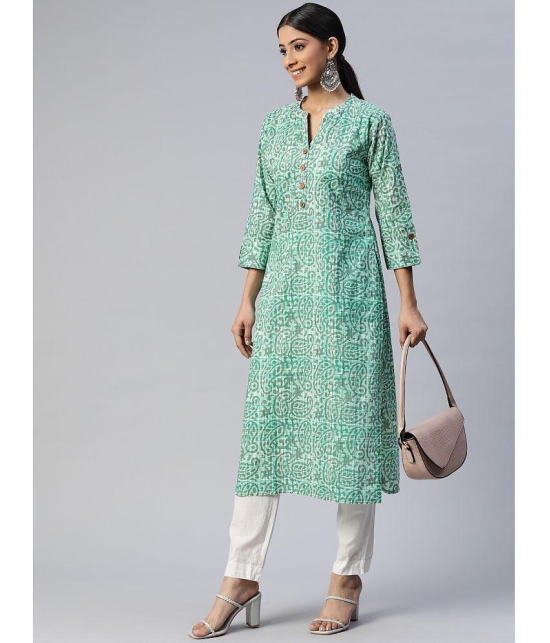 SVARCHI - Green Cotton Women''s Straight Kurti ( Pack of 1 ) - None