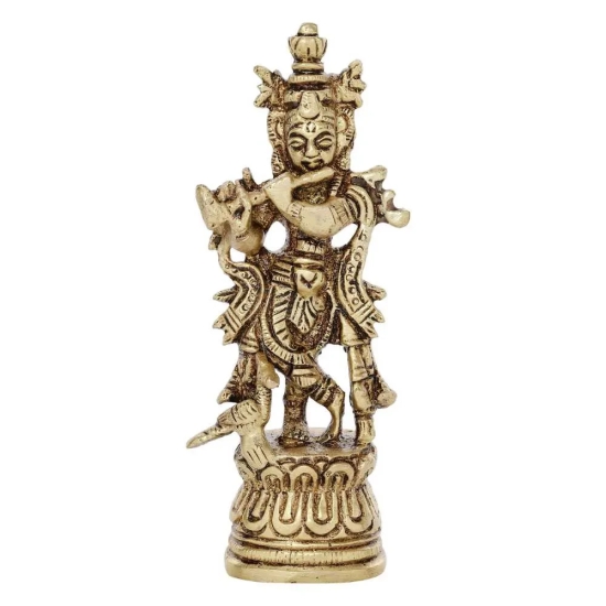 Lord Krishna Idol | 100% Pure Brass | Antique Finish Small