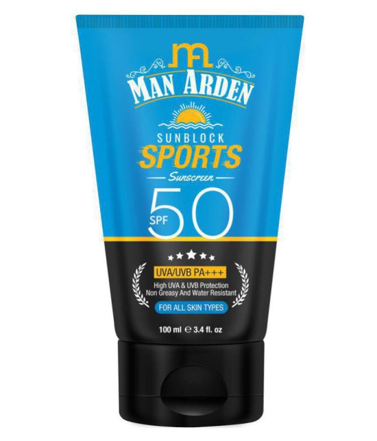 Man Arden SPF 50 UVA and UVB Protection Non Greasy and Water Resistant Sunblock Sport Sunscreen Cream (100 ml)