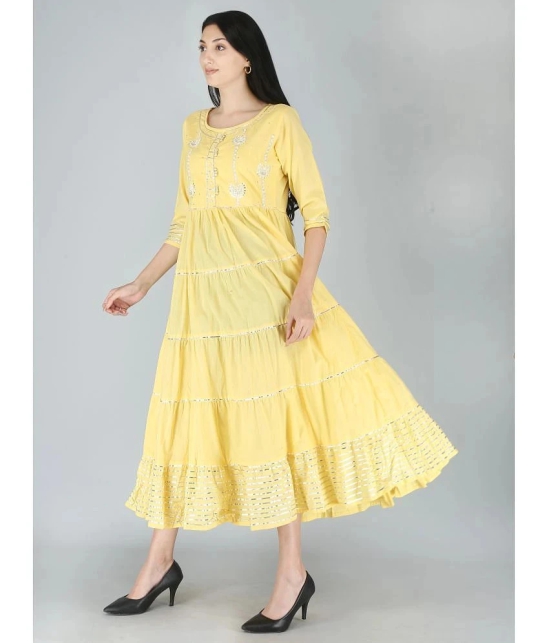 JC4U - Yellow Cotton Womens A- line Dress ( Pack of 1 ) - None