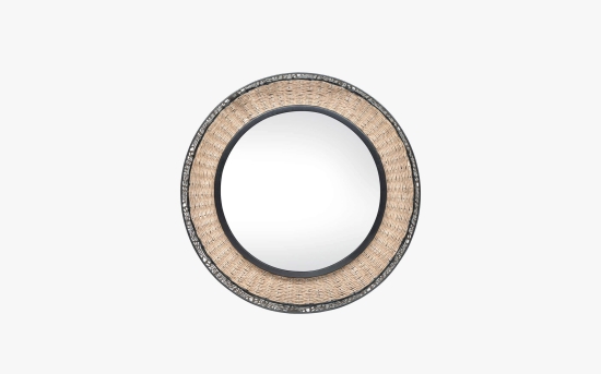 Rattan Hand Woven Mirror for Living Room, Entrance, Bedroom, Office, Set of 1