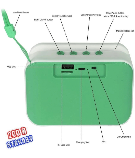 hitage BT-5.0 Glare 5 W Bluetooth Speaker Bluetooth V 5.0 with USB,SD card Slot Playback Time 24 hrs Green - Green