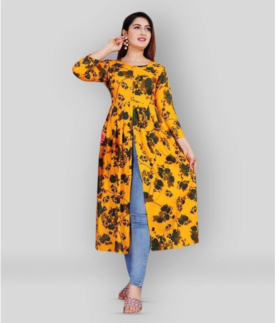 Smien - Yellow Rayon Womens Front Slit Kurti ( Pack of 1 ) - None