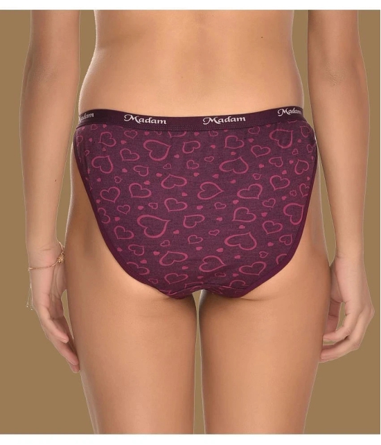 Madam - Wine panty Cotton Printed Womens Bikini ( Pack of 1 ) - None