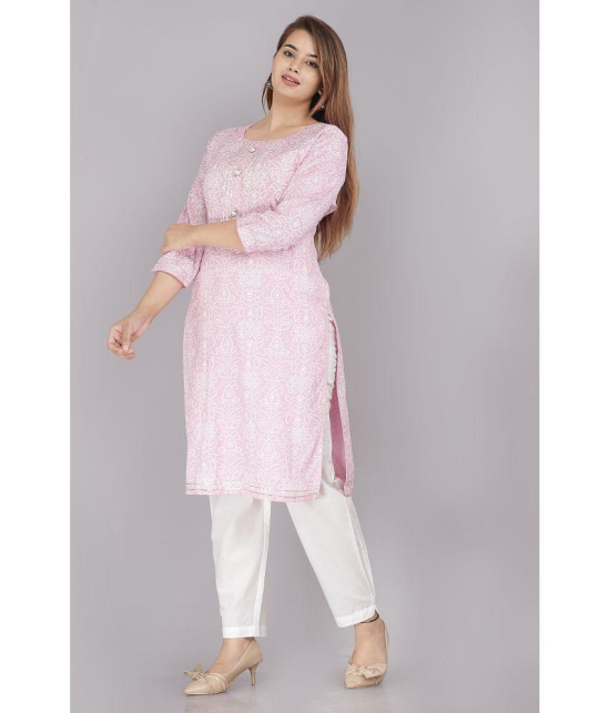 JC4U - Pink Cotton Women's Straight Kurti ( Pack of 1 ) - None