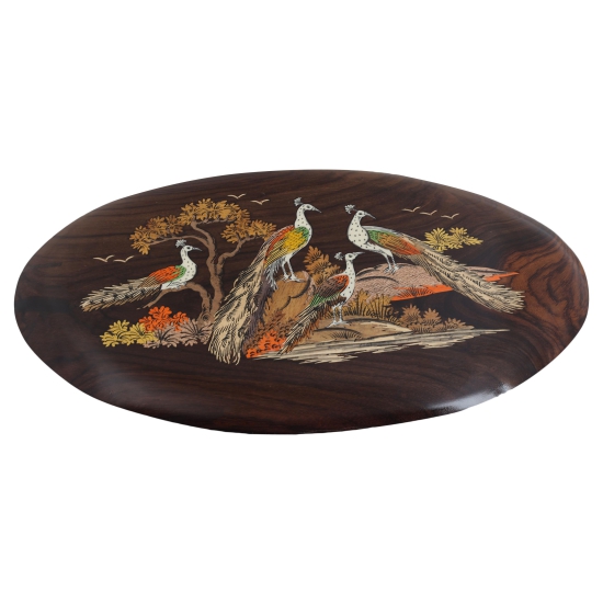 Rosewood Oval Big Peacock Panel