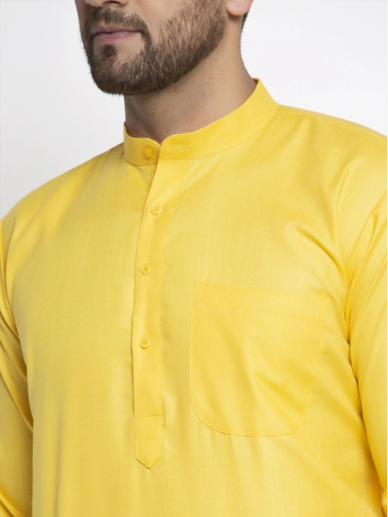 Jompers Mens Lemon Cotton Solid Kurta Only-L / Yellow