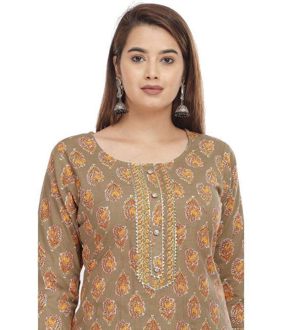 HIGHLIGHT FASHION EXPORT - Brown Straight Cotton Women''s Stitched Salwar Suit ( Pack of 1 ) - None