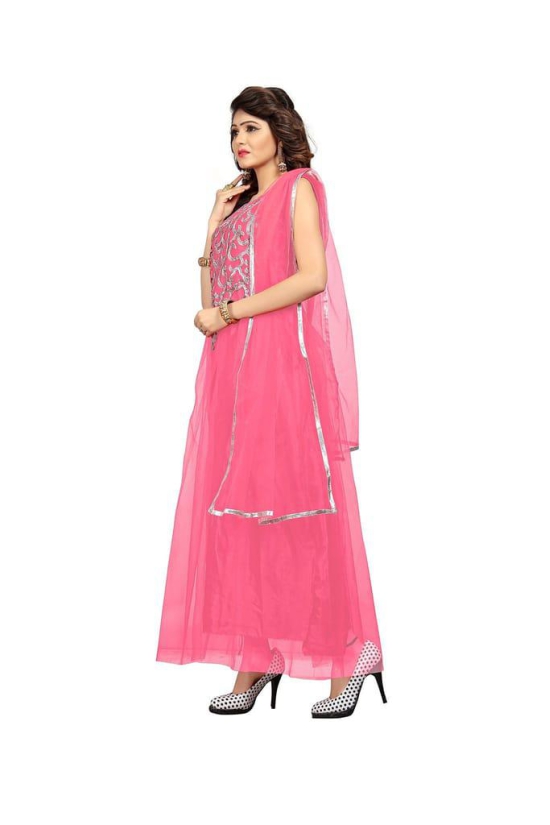 VKARAN Women's Net Anarkali Dress Material