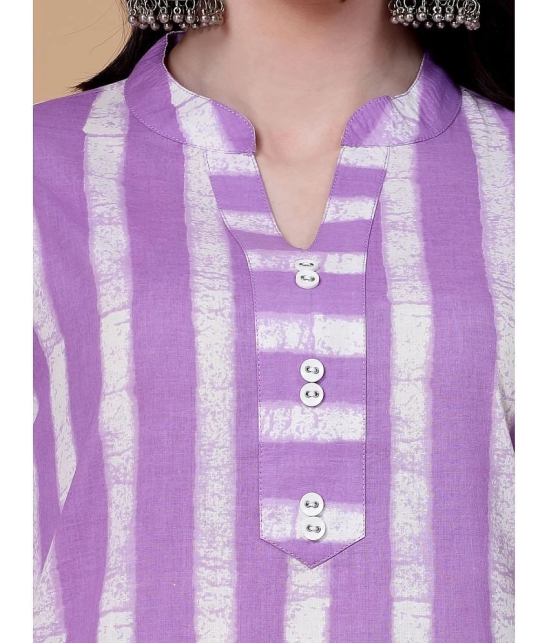 GOD BLESS Cotton Striped Straight Womens Kurti - Purple ( Pack of 1 ) - None