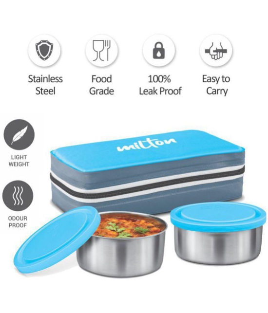 MILTON New Mini Lunch Insulated Tiffin Set of 2 (280 ml Each) with Jacket Cyan