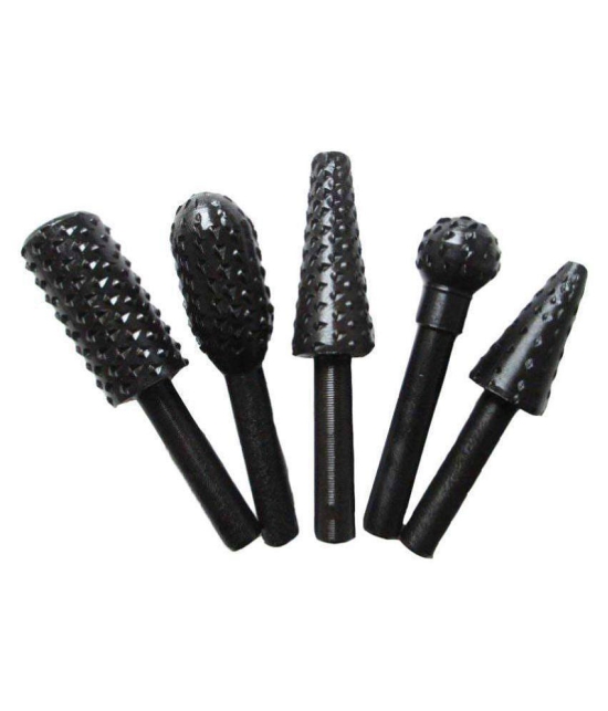 5pcs/set High Speed Steel Burr Drill Bit Set Wood Carving Rasps For Dremel Shank Burs Tools Cutting Tool Black