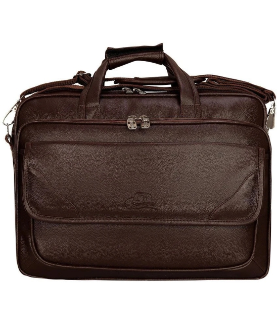 Leather World Classic 22Ltrs Brown P.U. Office Bag - Brown