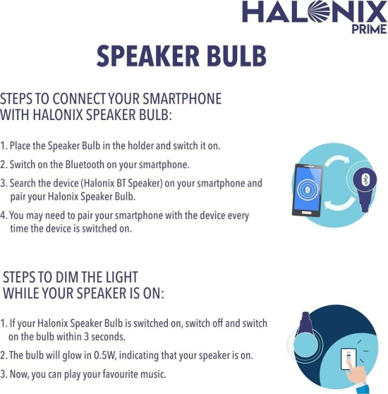 Halonix Bluetooth Speaker Bulb 9Watt/0.5Watt