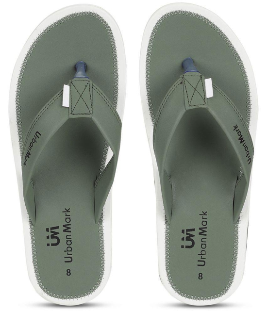 UrbanMark - Olive Men's Thong Flip Flop - None