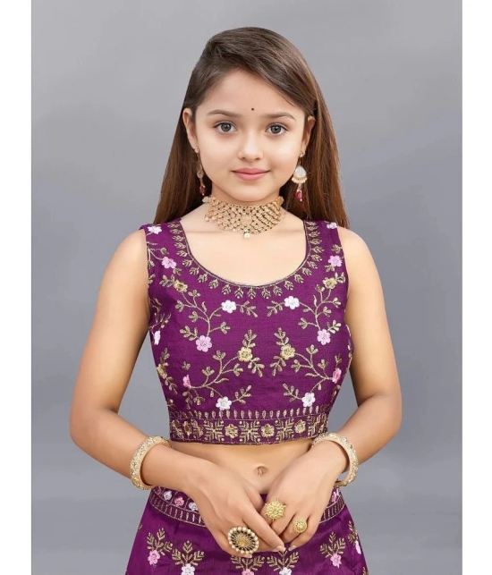 A TO Z CART Purple Silk Girls Lehenga Choli Set ( Pack of 1 ) - None