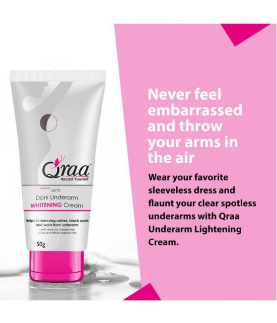 Qraa Advanced Lacto Dark Underarm Cream | For Uneven Skin Tone and Dark Underarms |Paraben Free | For Dark Body Parts like Neck, Ankles, Armpits, Thighs, Elbows & Underarm 50gm Pack of 1