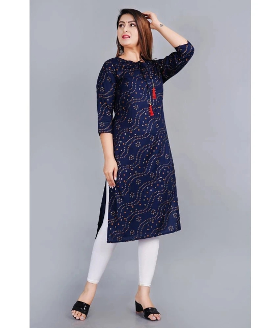 Smien - Blue Rayon Womens Straight Kurti ( Pack of 1 ) - None