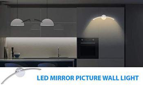 HDC 6W Curve Shape LED Mirror Picture Wall Light, Bathroom Vanity Led Mirror Lamp Light (Warm White)