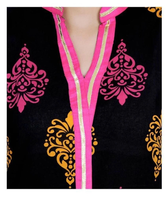 Divena Black Cotton Straight Kurti - XXL