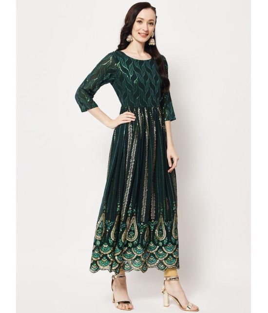 Estela - Green Straight Georgette Womens Stitched Ethnic Gown ( Pack of 1 ) - None