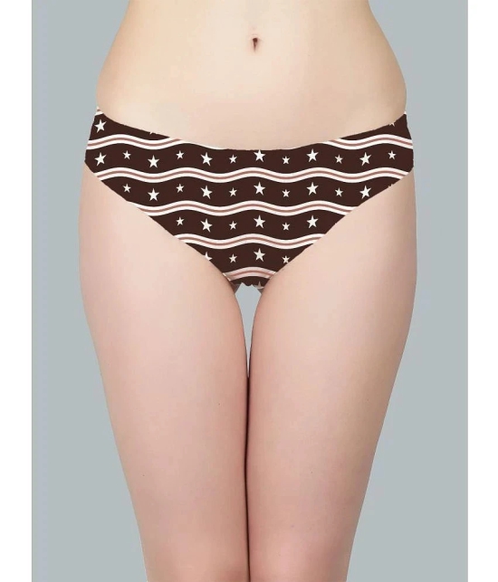 D Naked Brown Cotton Lycra Printed Womens Bikini ( Pack of 1 ) - None