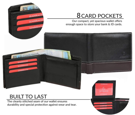 Leaderachi Genuine Leather RFID Protected Premium Oliver Black & Brown Wallet for Men(W618-BKNEW)