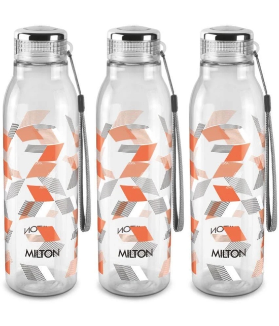 Milton Helix 1000 Pet Water Bottle, Set of 3, 1 Litre Each, Orange - Orange