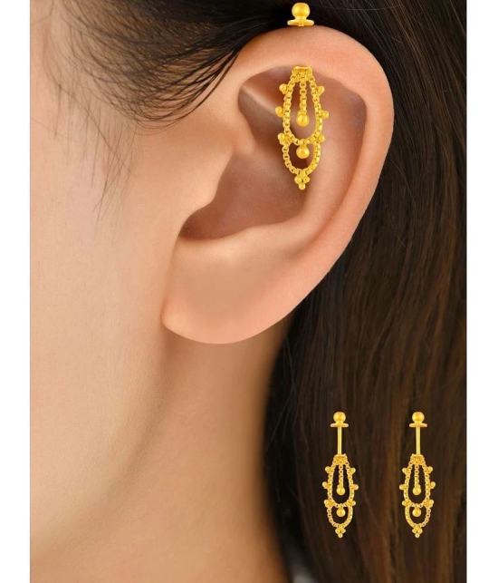 LUV FASHION Golden Threader Earrings ( Pack of 1 ) - Golden