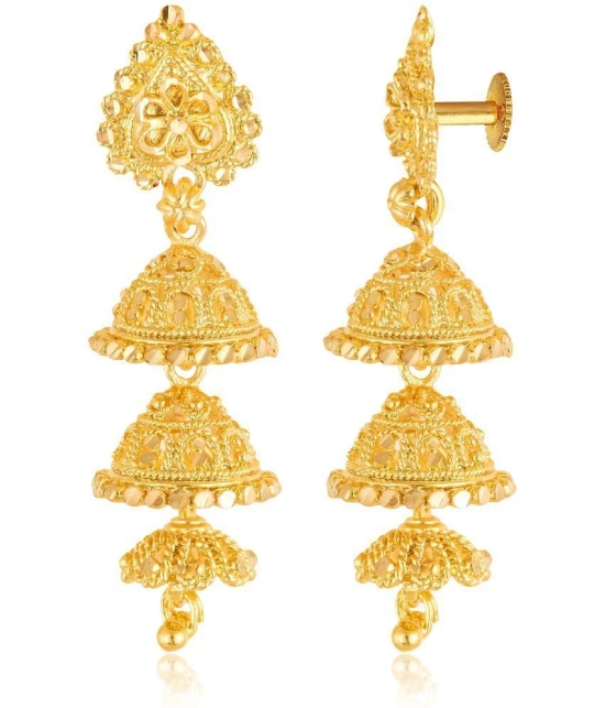 VIVASTRI Golden Jhumki Earrings ( Pack of 1 ) - Golden