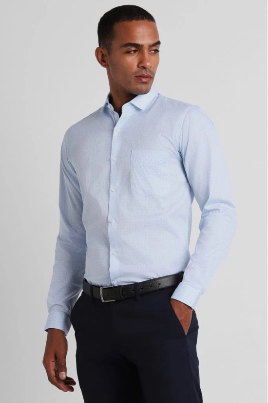 Men Blue Slim Fit Formal Full Sleeves Formal Shirt