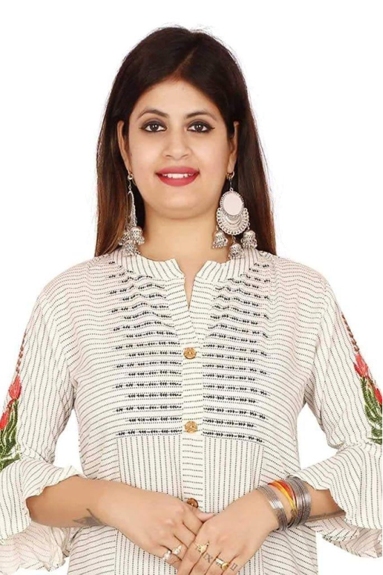 Monica Fashion Rayon Hand Work Casual Wear/Ethnic wear/Kurti Palazzo Set Calf Length Kurti Plazo Set for Women