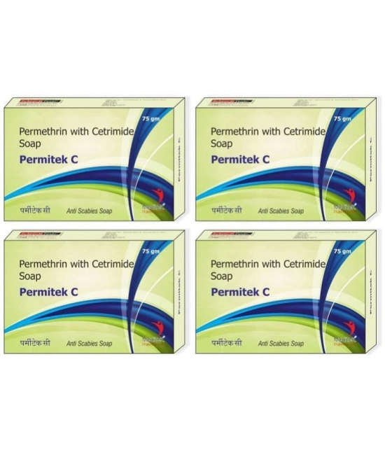 Meditek Permitek C Soap for Scalp Treatment 75Gms. Each - Antibacterial Soap for Normal Skin ( Pack of 4 )