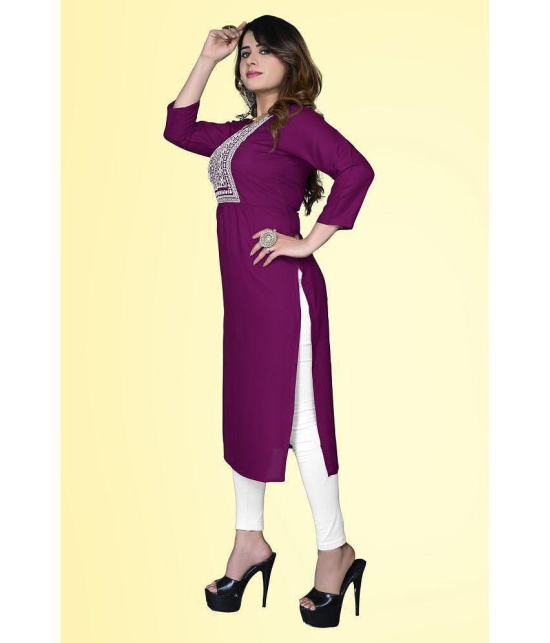 haya fashion - Magenta Rayon Women's Straight Kurti ( Pack of 1 ) - None