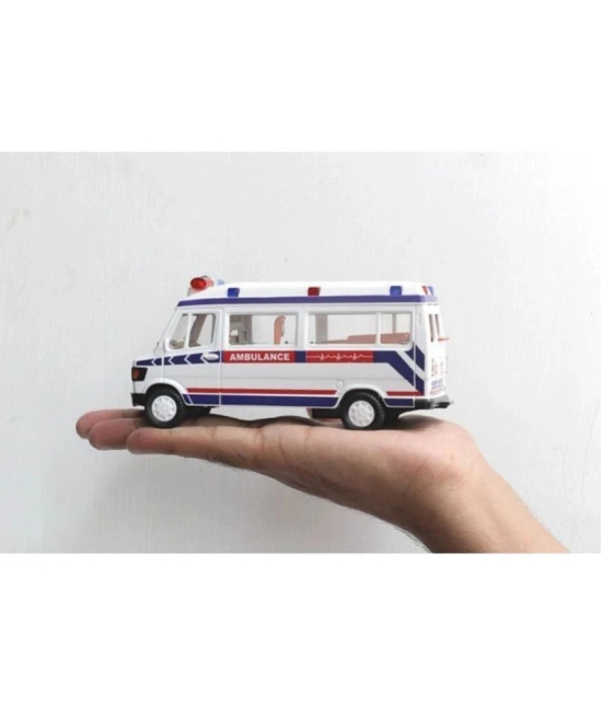 THRIFTKART - Ambulance Toy with Openable Tail Gate Detachable Stretcher Pull Back Action, White - White