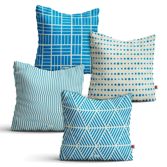 Indigifts Sofa Cushion Cover 16 x 16 Inch Set of 4 Geometric Print Royal Cushion Cover Combo - Home Dcor for Diwali, Cushion Cover Set of 4, Diwali Decor Items