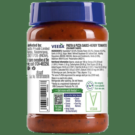 Veeba Pasta & Pizza Sauce, 280 G