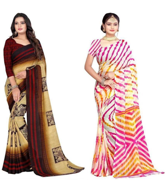 LEELAVATI - Multicolor Georgette Saree With Blouse Piece ( Pack of 2 ) - Multicolor