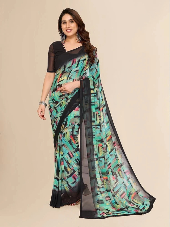 ANAND SAREES Georgette Printed Saree With Blouse Piece - LightBLue ( Pack of 1 ) - LightBLue