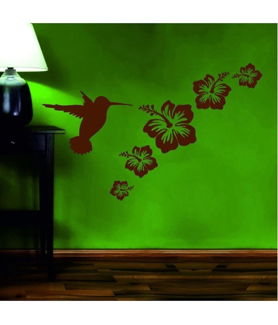 Decor Villa Bird with Flowers Vinyl Wall Stickers