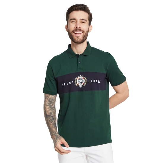 Octave Men Typography Colourblocked Polo Collar Applique T-Shirt