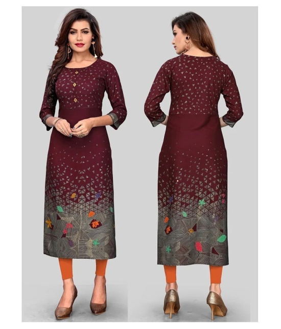 Vbuyz - Maroon Rayon Womens Straight Kurti ( Pack of 1 ) - XL