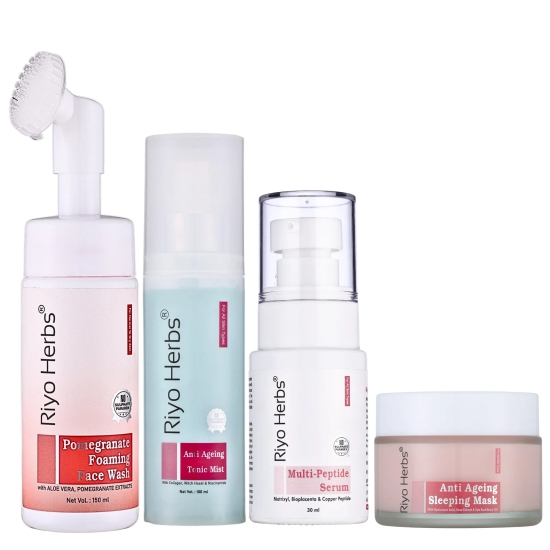 Buy 1 Multi-Peptide Serum & Get Pomegranate Foaming Facewash, Anti Ageing Tonic Mist, Anti Ageing Sleeping Mask 50gm Free